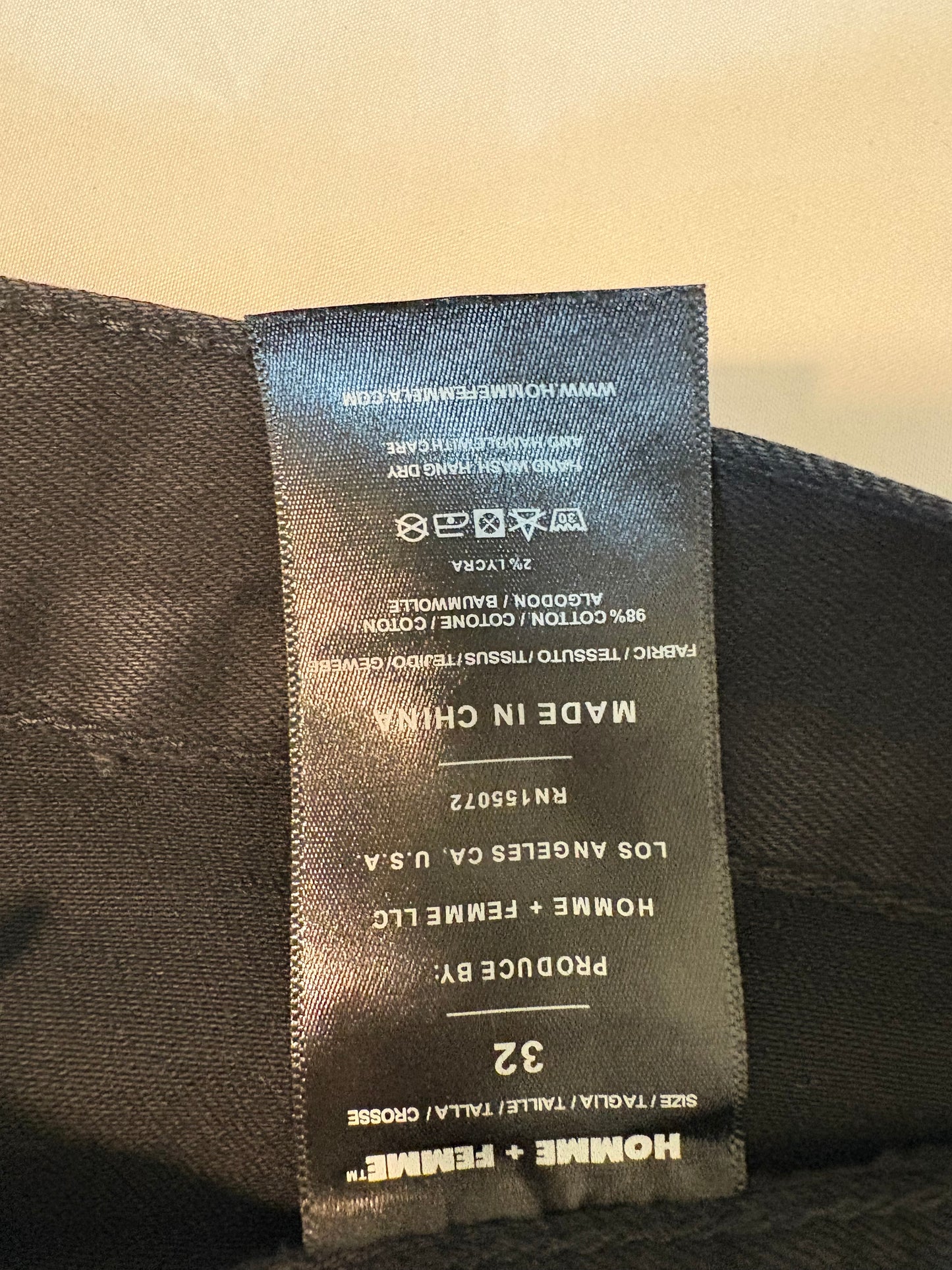 Homme + Femme Black Skinny Jeans Mens 32 – Distressed Blue Stripe Logo Pants