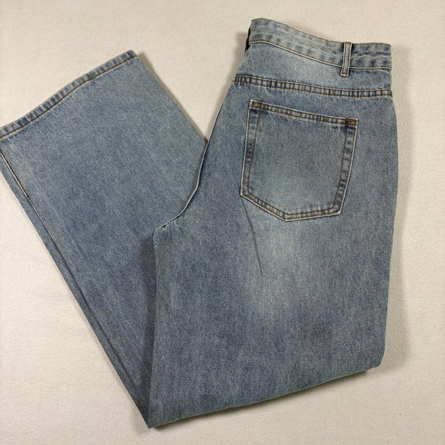Womens XL Distressed Baggy Jeans Light Wash Ripped Grunge Y2K 90s High Rise Denim