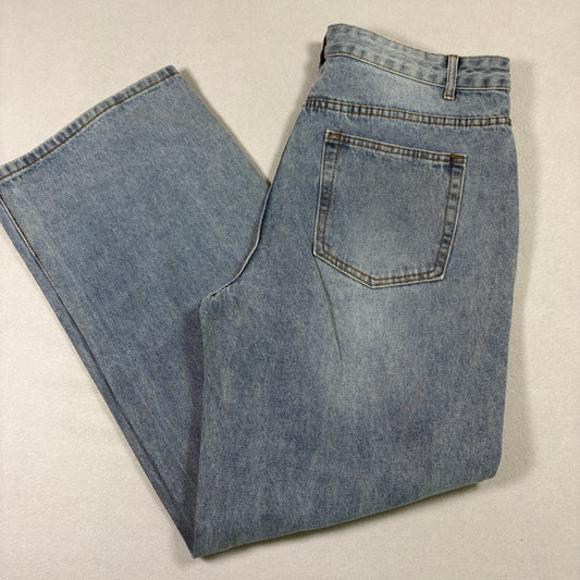 Womens XL Distressed Baggy Jeans Light Wash Ripped Grunge Y2K 90s High Rise Denim