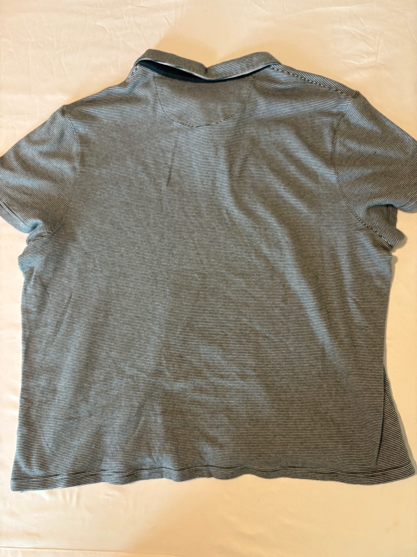 Michael Kors Striped Polo Shirt Men's XXL Blue Gray Short Sleeve Collared Cotton