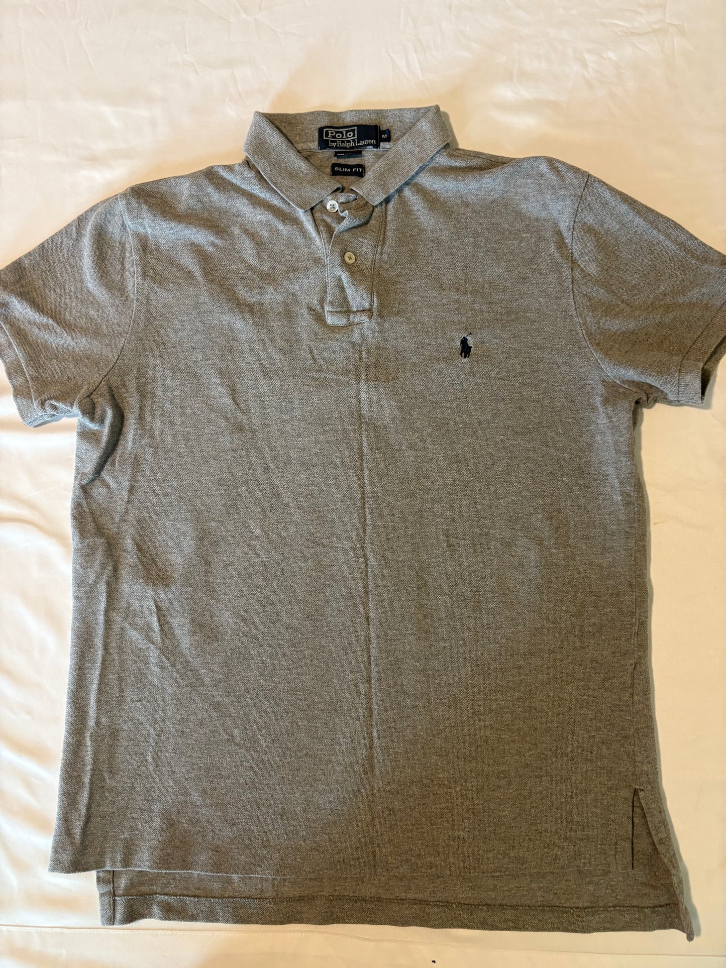 Polo Ralph Lauren Gray Slim Fit Polo Shirt Men’s Size M Cotton Classic