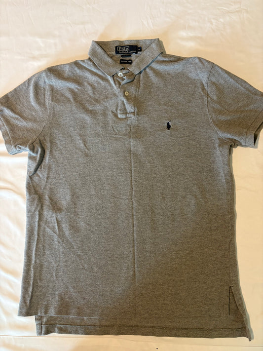 Polo Ralph Lauren Gray Slim Fit Polo Shirt Men’s Size M Cotton Classic
