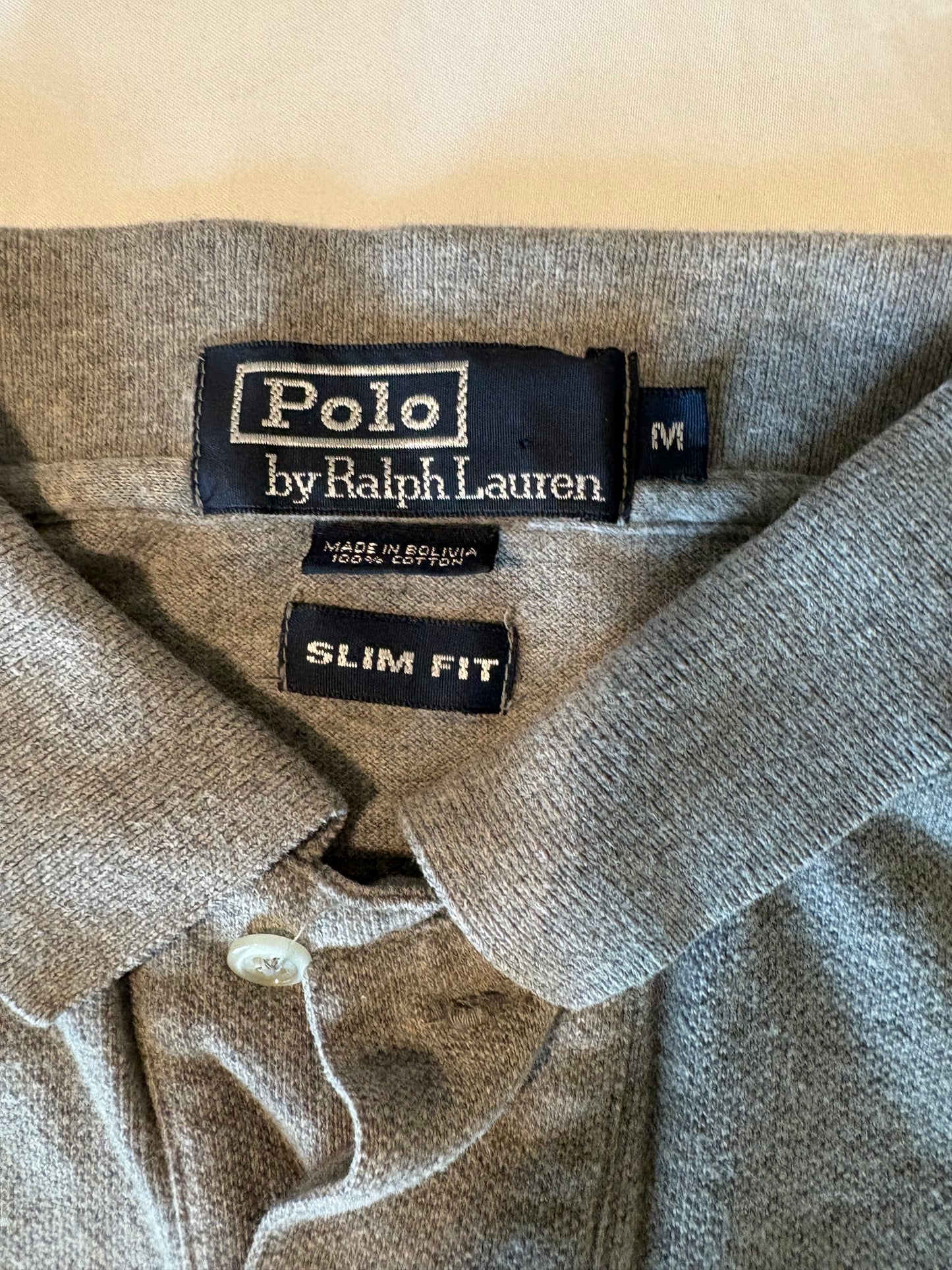 Polo Ralph Lauren Gray Slim Fit Polo Shirt Men’s Size M Cotton Classic