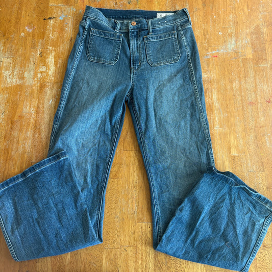 Gap 70s Flare Jeans High Rise 28R Tag 28 Fits Like X Blue Denim Retro Y2K