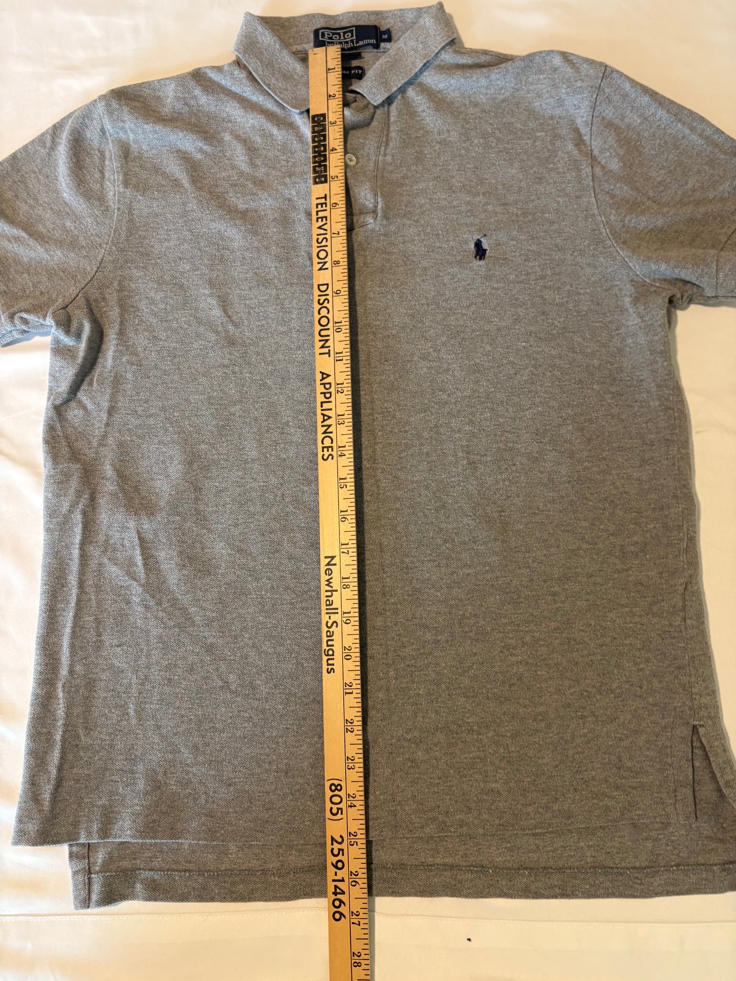 Polo Ralph Lauren Gray Slim Fit Polo Shirt Men’s Size M Cotton Classic