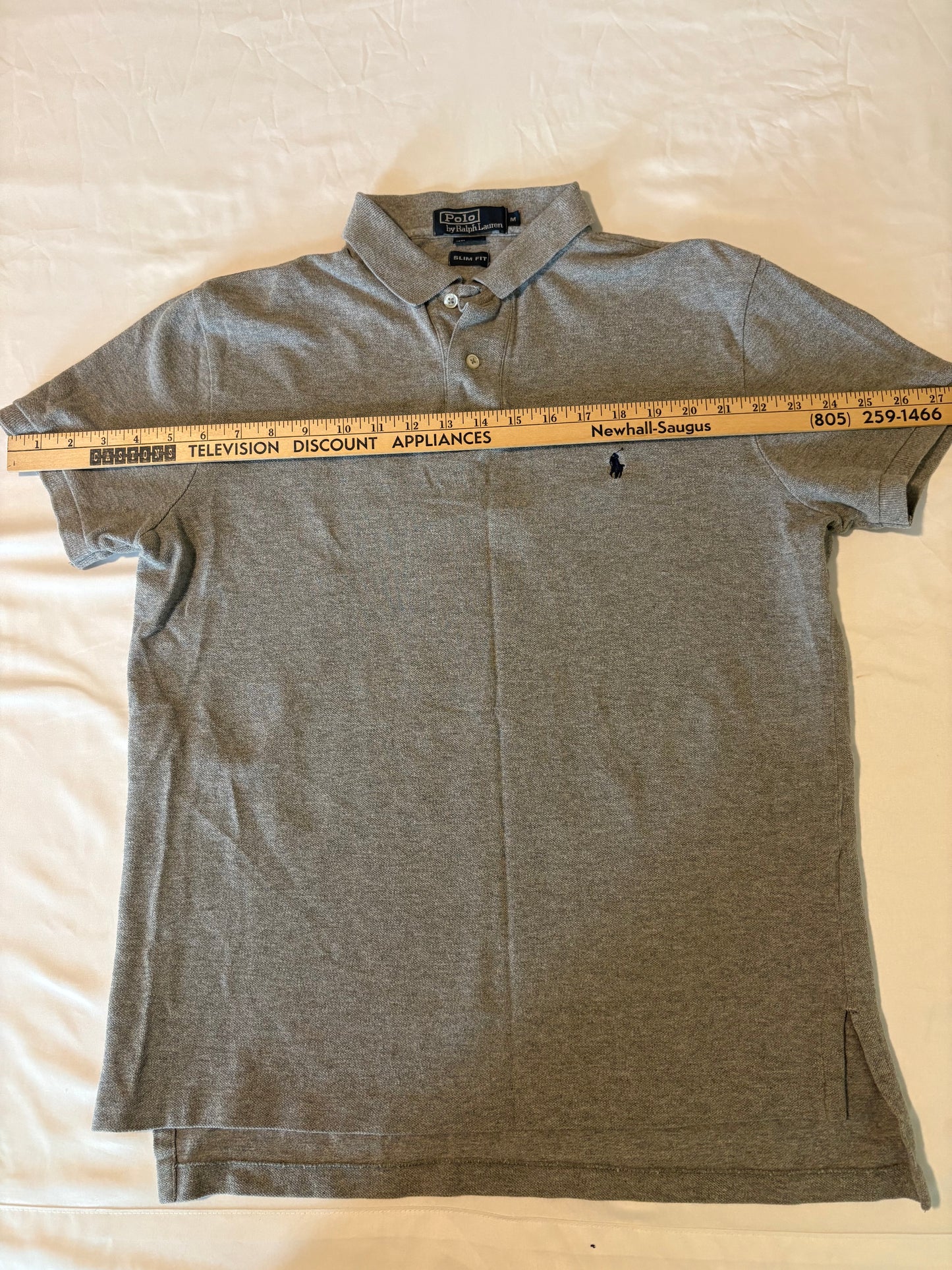 Polo Ralph Lauren Gray Slim Fit Polo Shirt Men’s Size M Cotton Classic