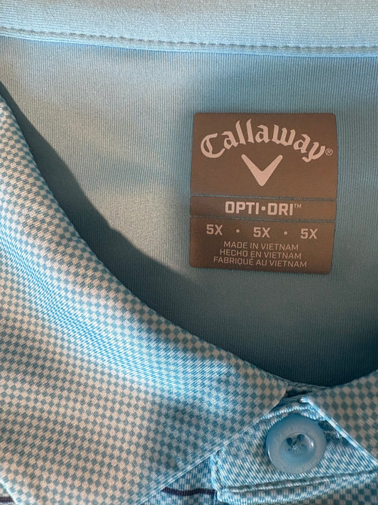 Callaway Men's 5X Golf Polo Shirt Blue Stripe Opti-Dri Performance NWT