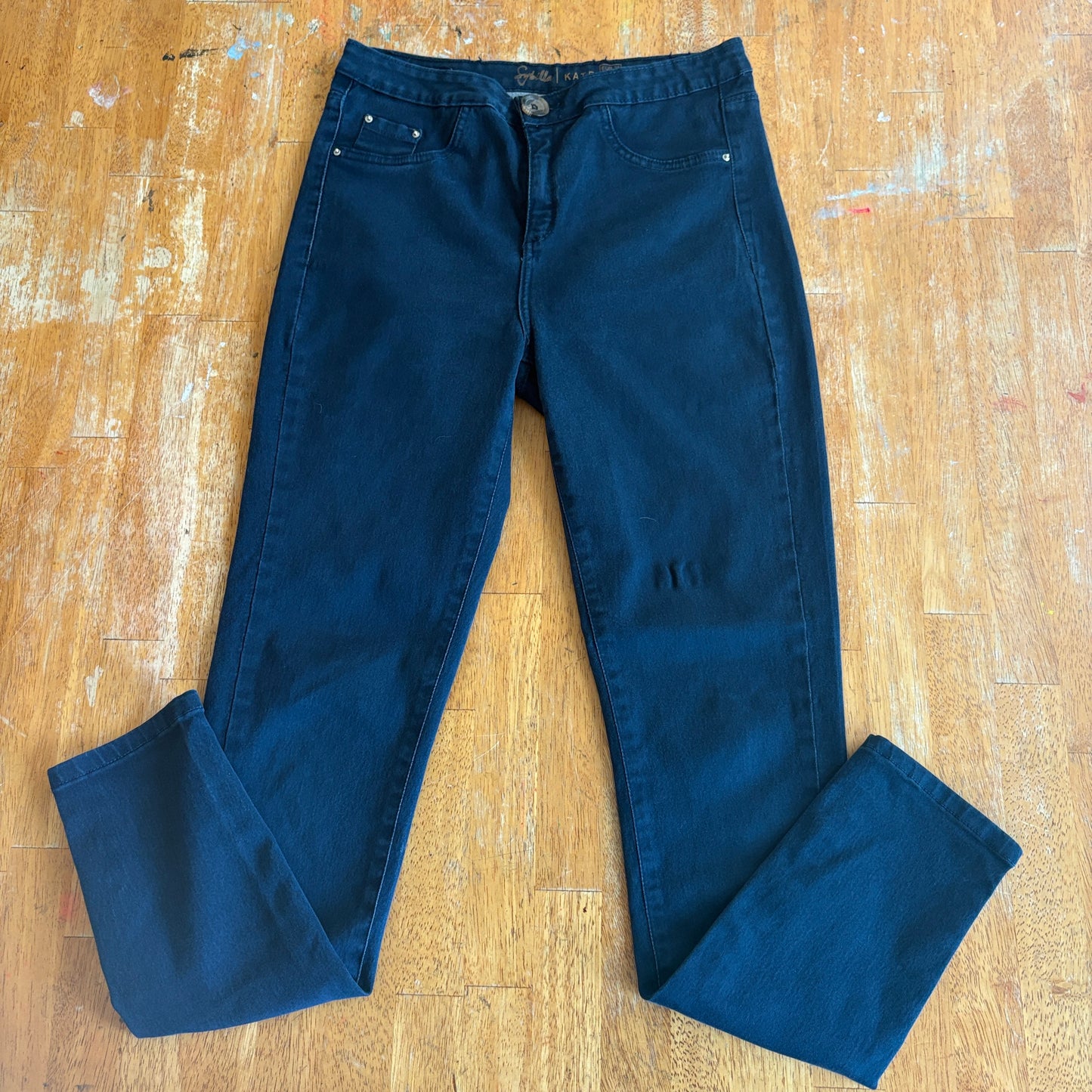 Slim Straight Jeans Dark Wash Stretch Sybilla Kate Tag 28 Fits Like X29 Blue