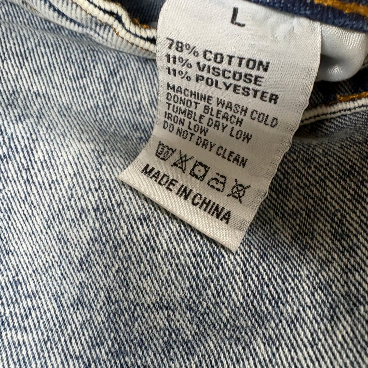 Womens L Distressed Baggy Jeans Acid Wash Ripped High Rise 90s Grunge Y2K Denim