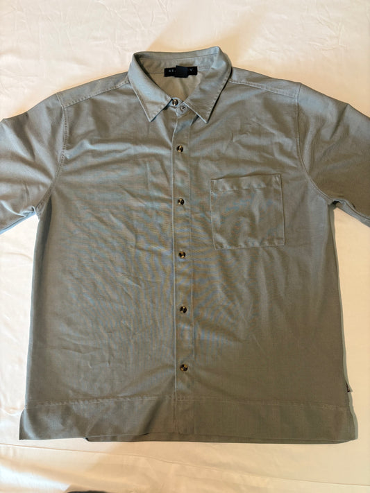 Kenneth Cole Reaction Men’s Button-Up Shirt XL Gray Short Sleeve Lightweight Casual