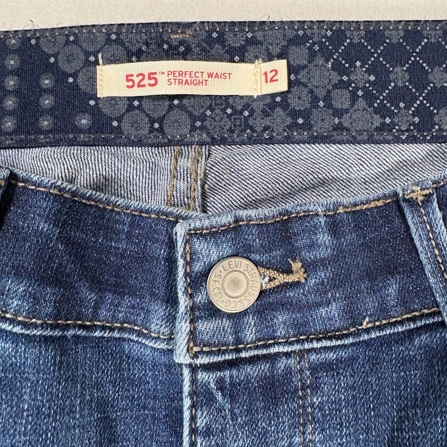 Levis Womens 525 Jeans 12 Blue Denim Perfect Waist Straight High Rise Y2K