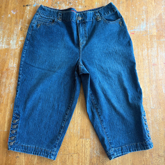 Denim Bermuda Shorts Button Hem Stretch Westport Tag 16W Fits Like 35X18 Blue