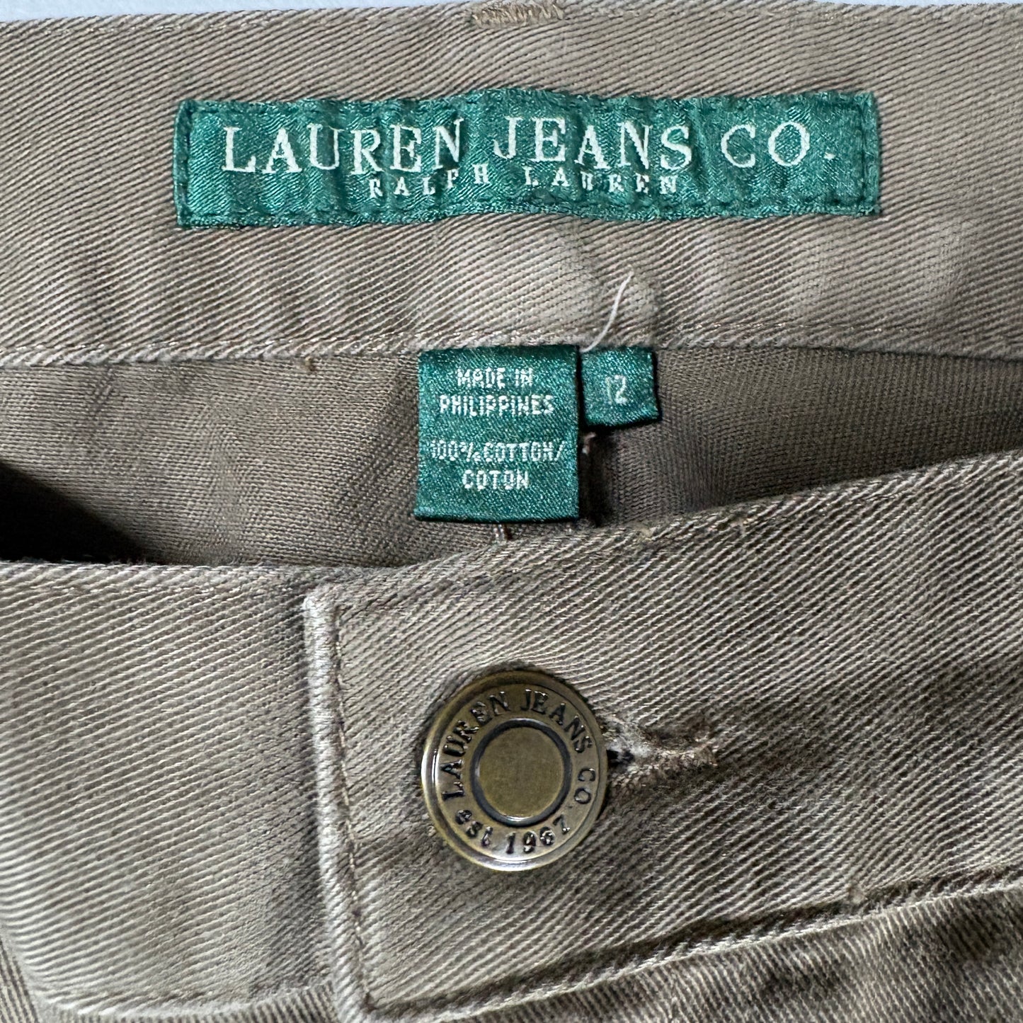 Ralph Lauren Womens Jeans 12 Brown Straight Leg 100% Cotton Vintage Y2K