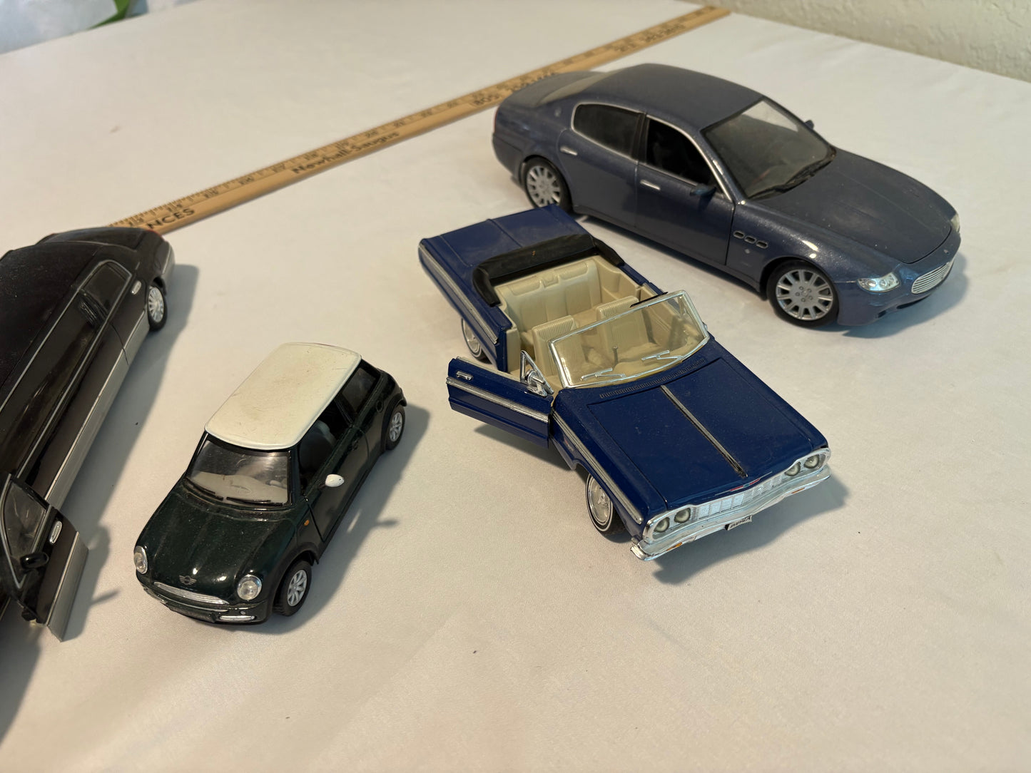 Lot of 5 Die-Cast Metal Cars – 1:24 Scale Assorted Models – Limo, Mini, Convertible