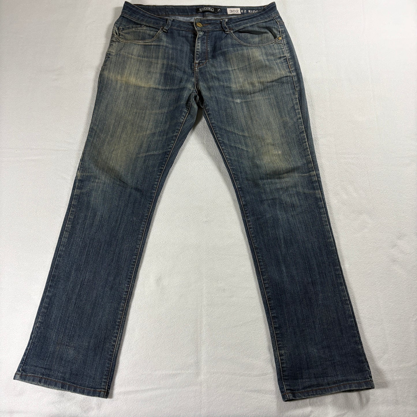 Ezekiel 302 EZ Rider Mens 34x32 Slim Straight Denim Jeans Vintage Fade