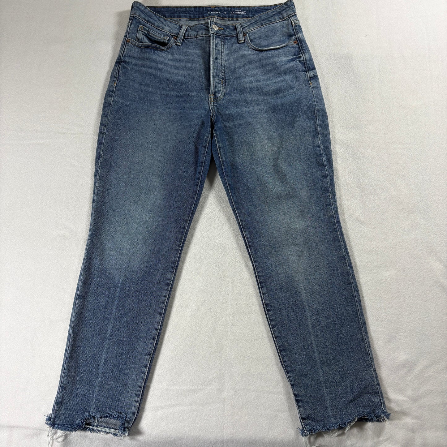 Old Navy OG Straight Womens 12 High Rise Raw Hem Denim Jeans Vintage