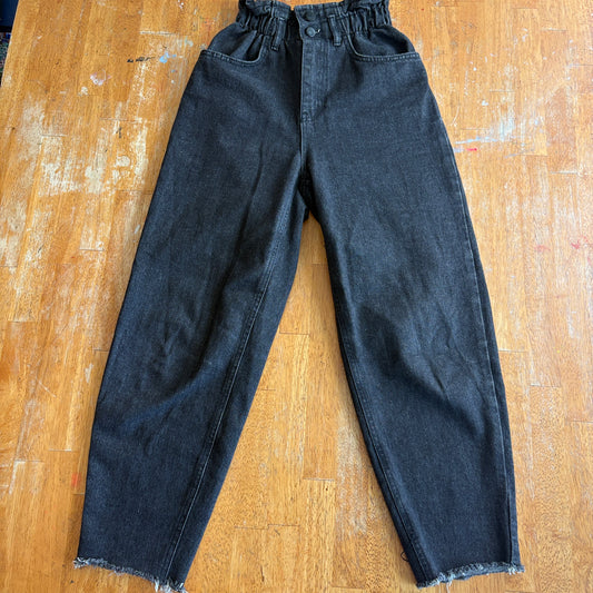 Paperbag Waist Jeans Wide Leg Oak Fort Tag S Fits Like 25X24 Black Raw Hem