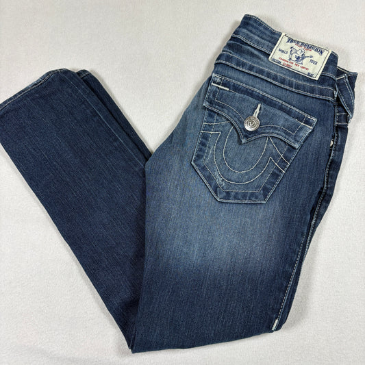 True Religion Womens Jeans 24 Medium Wash Flap Pocket Denim Y2K Vintage Bootcut