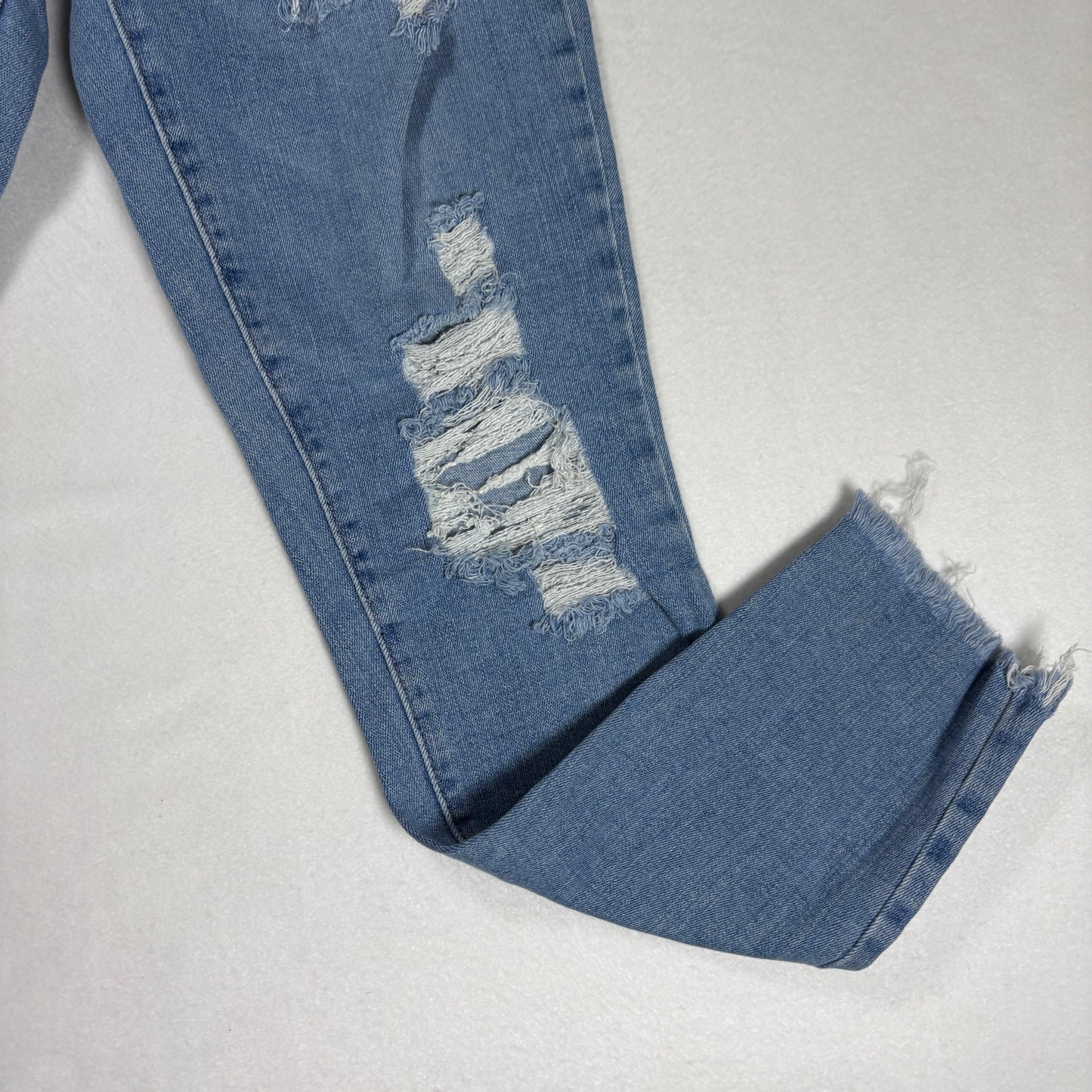 Levis Womens 721 Jeans 29 High Rise Skinny Blue Distressed Hem Stretch Denim