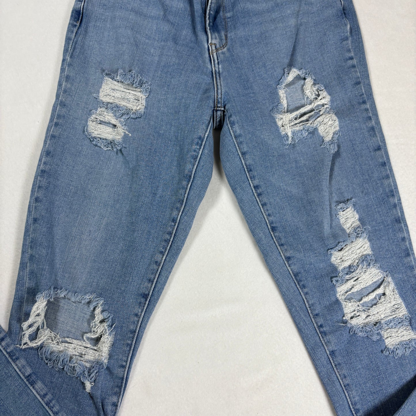 Levis Womens 721 Jeans 29 High Rise Skinny Blue Distressed Hem Stretch Denim