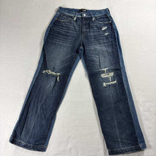 Fashion Nova Mens Distressed Slim Jeans Dark Wash Stretch Streetwear Denim Y2K