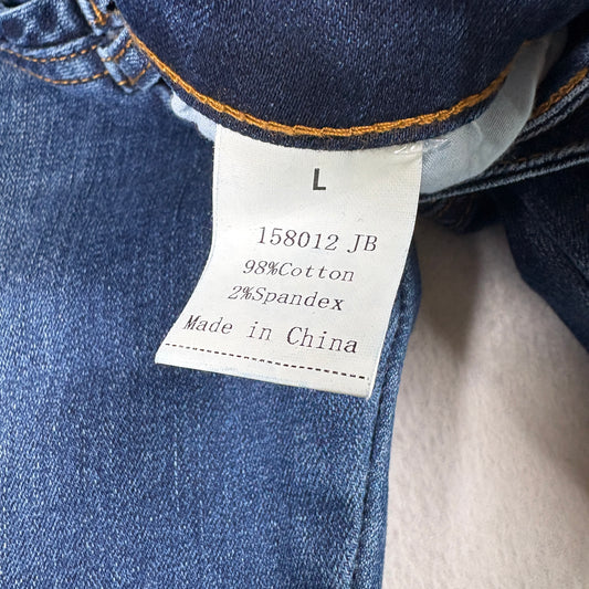 Flamingo Womens Denim Capri Jeans L Medium Wash Stretch Cuffed Y2K Vintage Fit