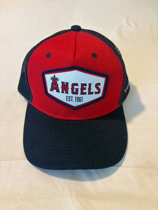 Los Angeles Angels Mesh Trucker Hat Red Navy Est. 1961 Snapback Cap One Size
