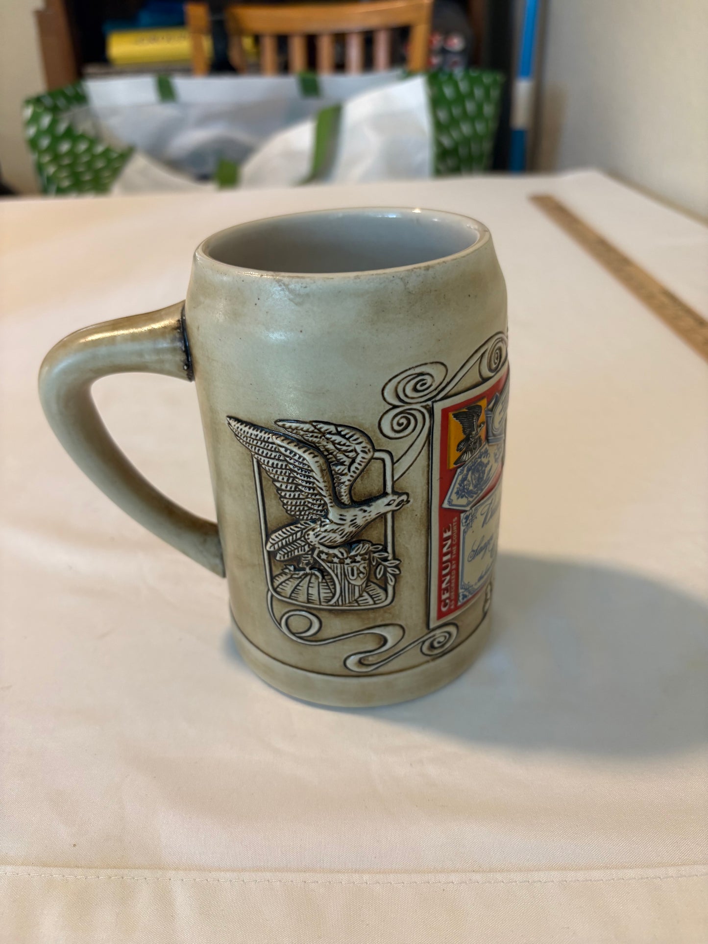 1990 Budweiser Label Stein Beer Mug Ceramarte Brazil Circa 1891 Collectible