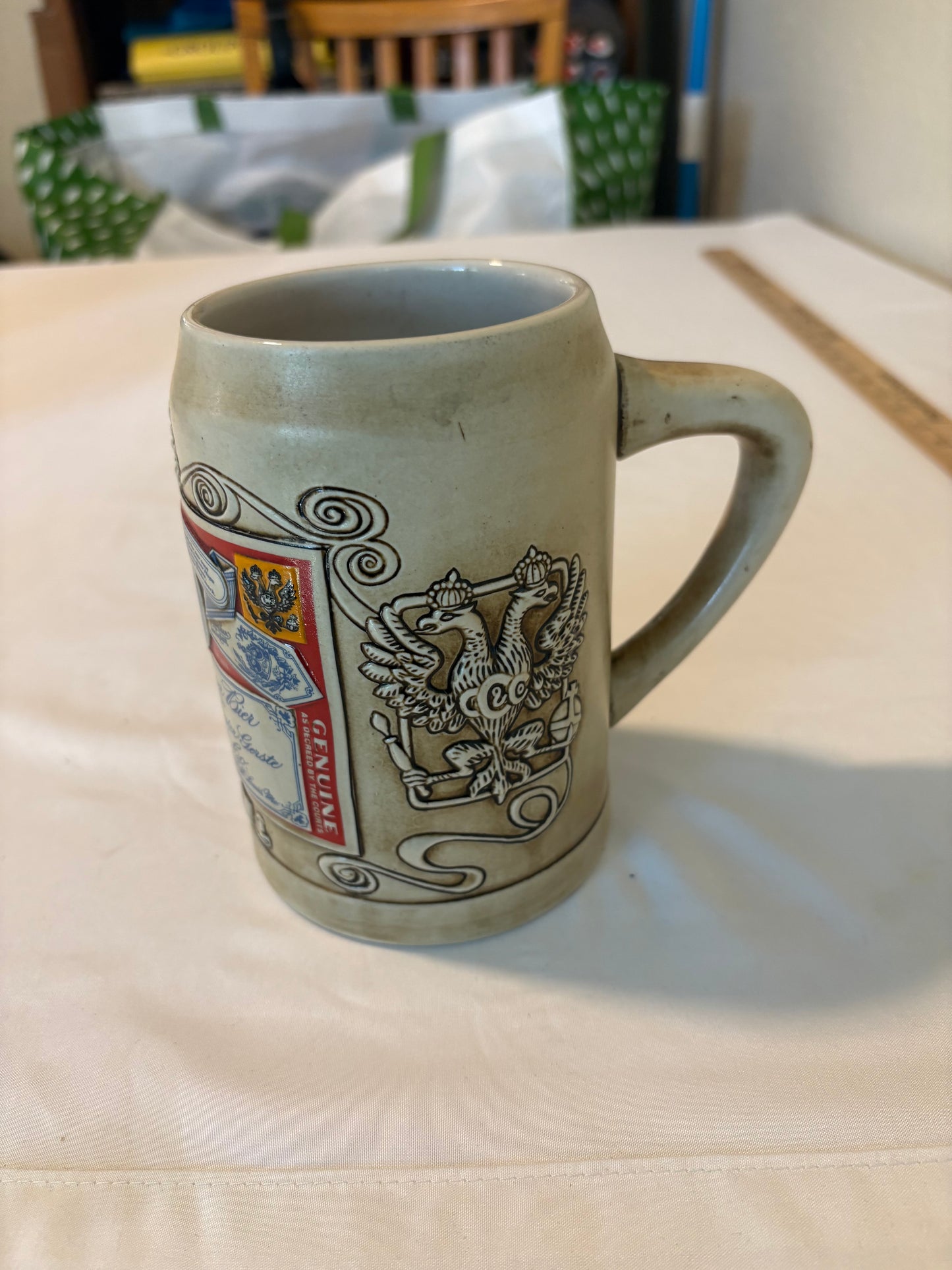 1990 Budweiser Label Stein Beer Mug Ceramarte Brazil Circa 1891 Collectible