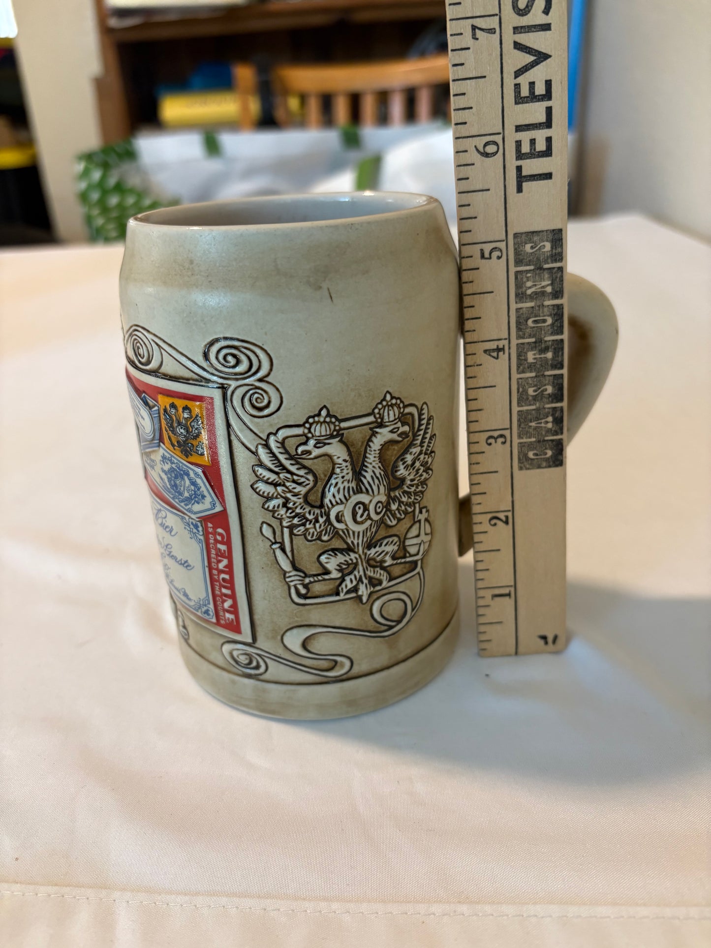 1990 Budweiser Label Stein Beer Mug Ceramarte Brazil Circa 1891 Collectible