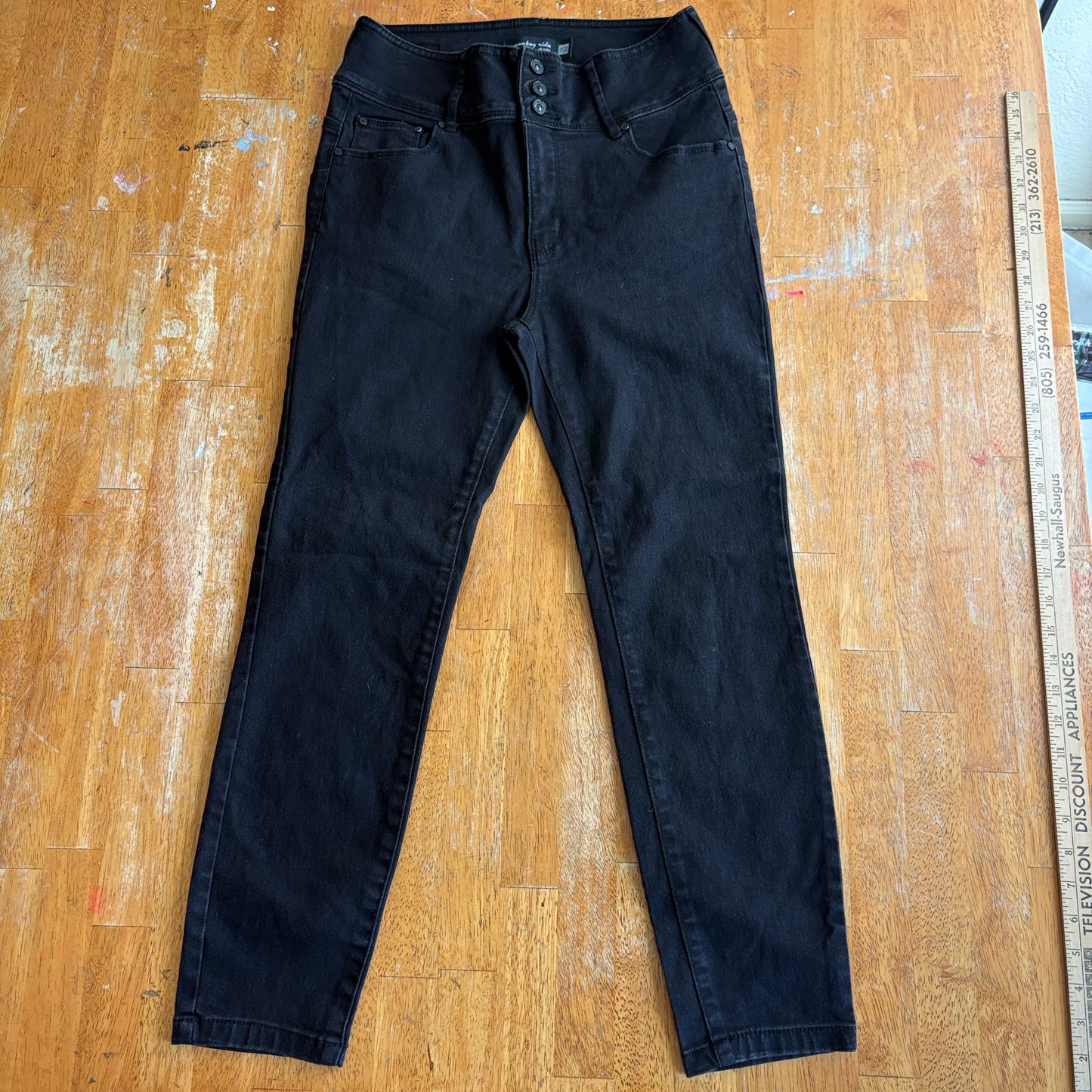High Rise Skinny Jeans Black Stretch Button Fly Monkey Ride Tag 11 Fits 28X26