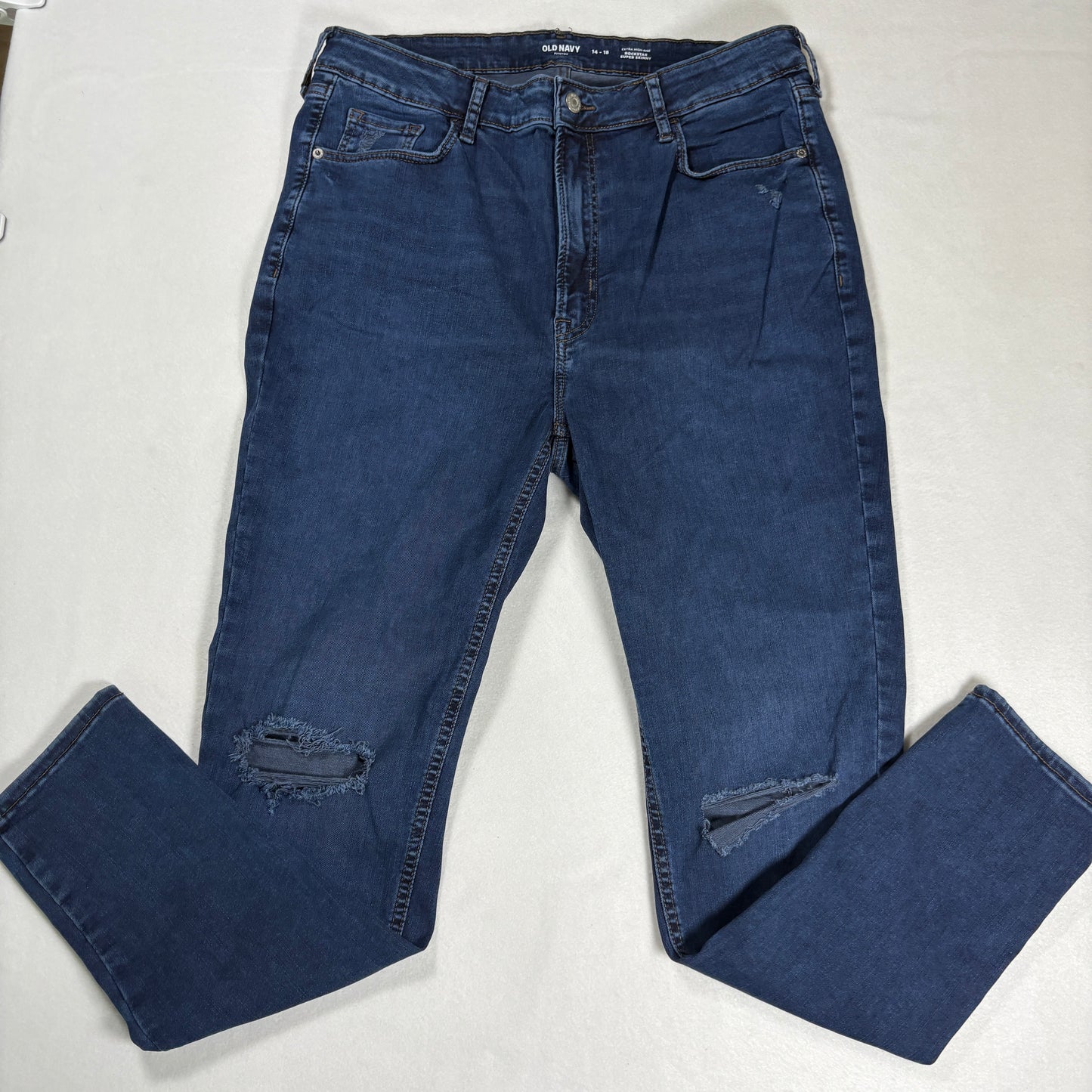 Old Navy Womens Jeans 14-18 High Rise Rockstar Super Skinny Blue Stretch Denim