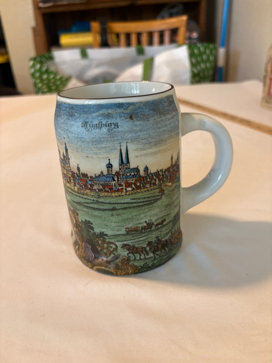 Vintage Reutter Porzellan Germany Mug Augusta Vindelicorum Beer Stein 5"