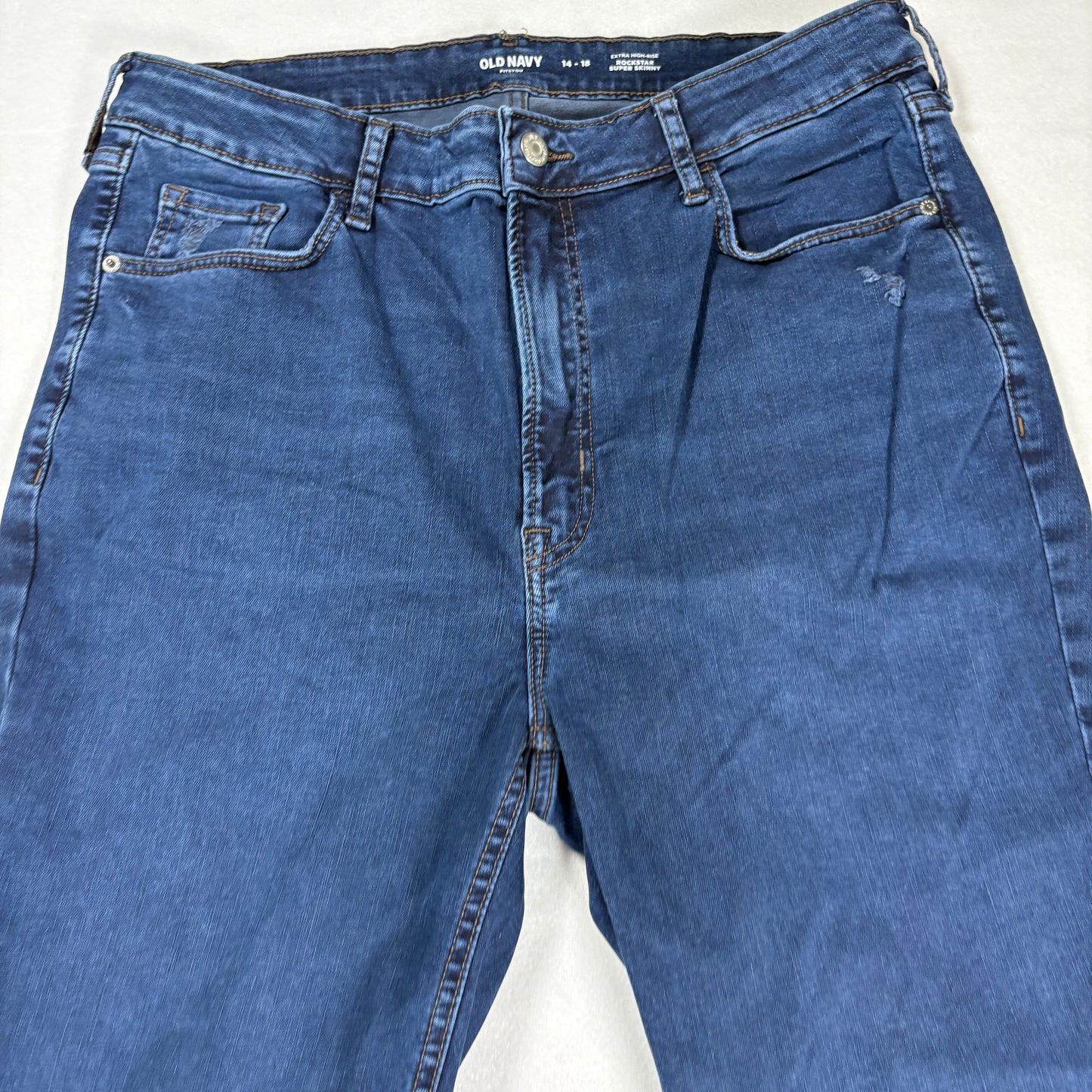 Old Navy Womens Jeans 14-18 High Rise Rockstar Super Skinny Blue Stretch Denim