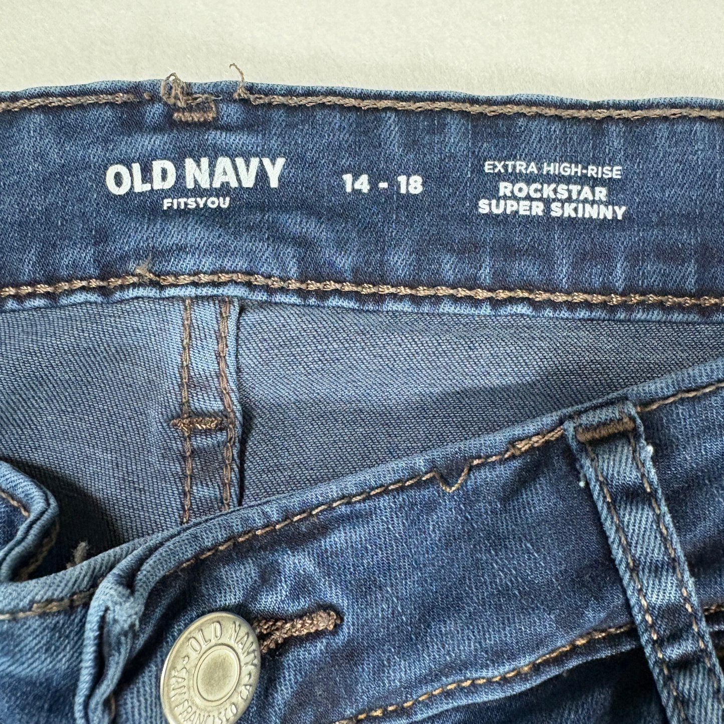 Old Navy Womens Jeans 14-18 High Rise Rockstar Super Skinny Blue Stretch Denim