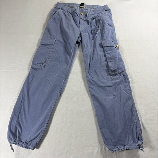 Gap Corduroy Cargo Pants Womens 10 Blue Stretch Y2K Drawstring Jogger
