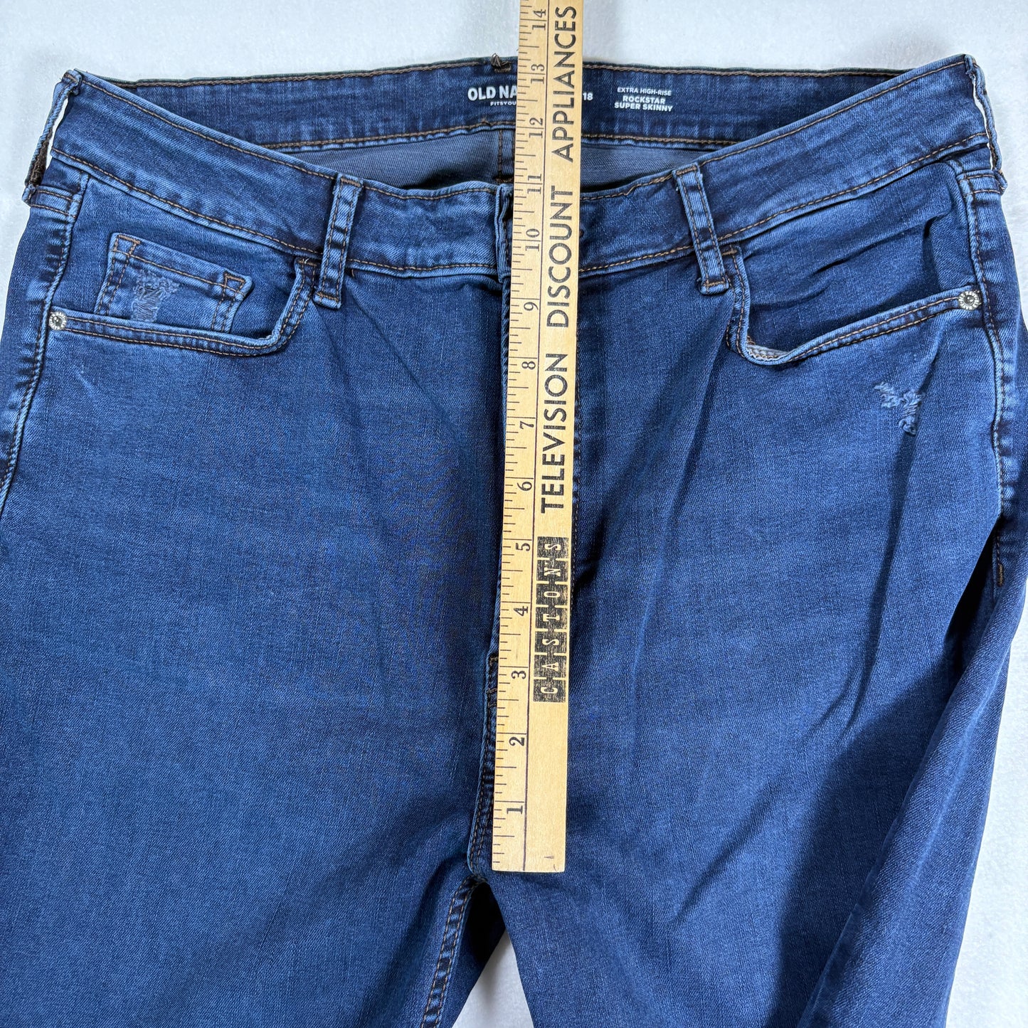 Old Navy Womens Jeans 14-18 High Rise Rockstar Super Skinny Blue Stretch Denim