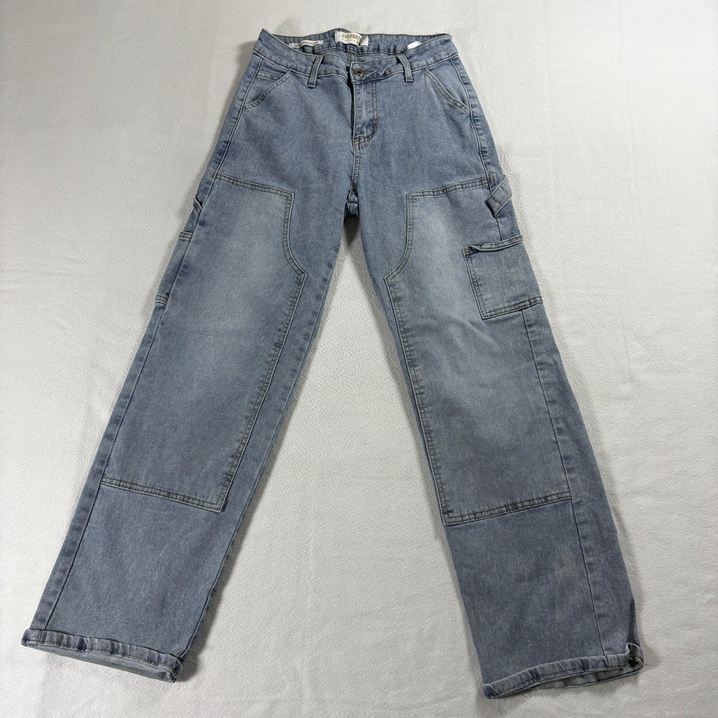 Celebrity Ace 90s Straight Jeans Womens 7/28 Light Wash Carpenter Denim Y2K 90s