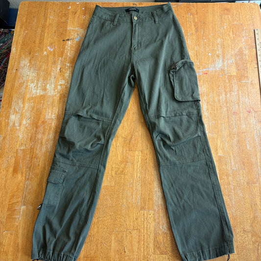Cargo Pants Utility Tactical Streetwear Olive Green American Bazi Fits 26X29