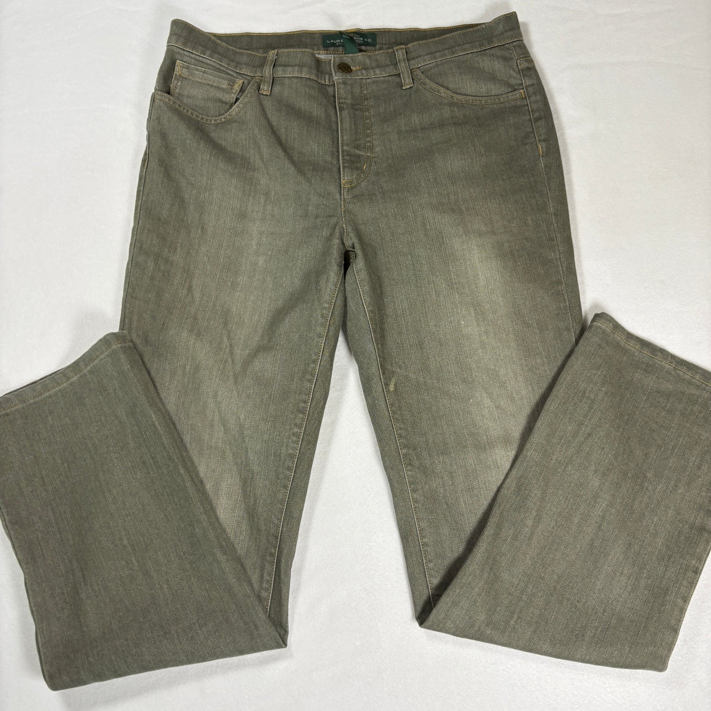 Ralph Lauren Womens Jeans 12 Green Straight Leg Stretch Denim Vintage Y2K