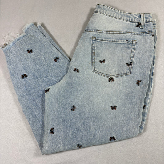 Tinseltown Womens Light Wash Distressed Jeans Size 17 Butterfly Y2K Vintage