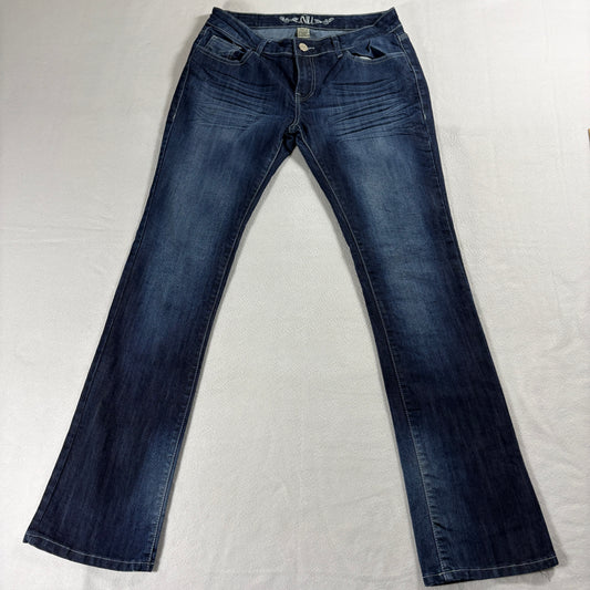 NV Bootcut Jeans Womens 13 Dark Wash Stretch Denim Y2K Flared Zipper Repair