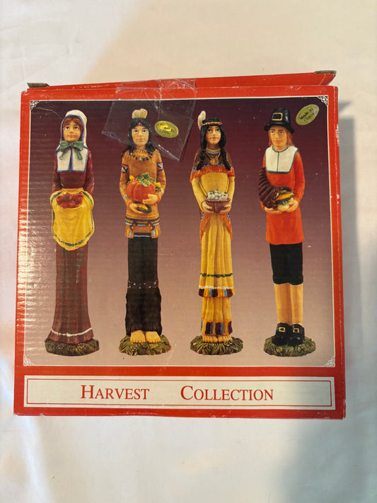 Harvest Collection Thanksgiving Figurines Set of 4 – Pilgrims & Native Americans – World Bazaars
