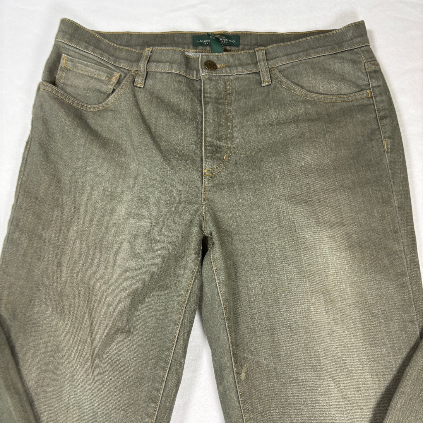 Ralph Lauren Womens Jeans 12 Green Straight Leg Stretch Denim Vintage Y2K