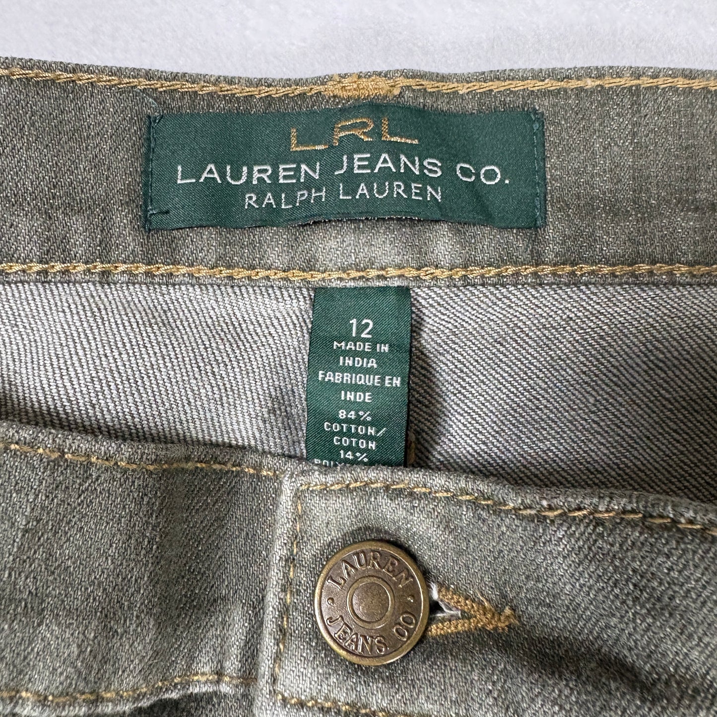 Ralph Lauren Womens Jeans 12 Green Straight Leg Stretch Denim Vintage Y2K