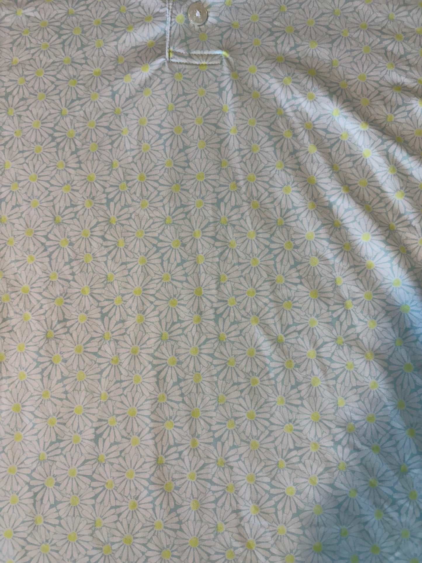 FootJoy Golf Polo Shirt Men's M Light Blue Daisy Floral Print Performance FJ