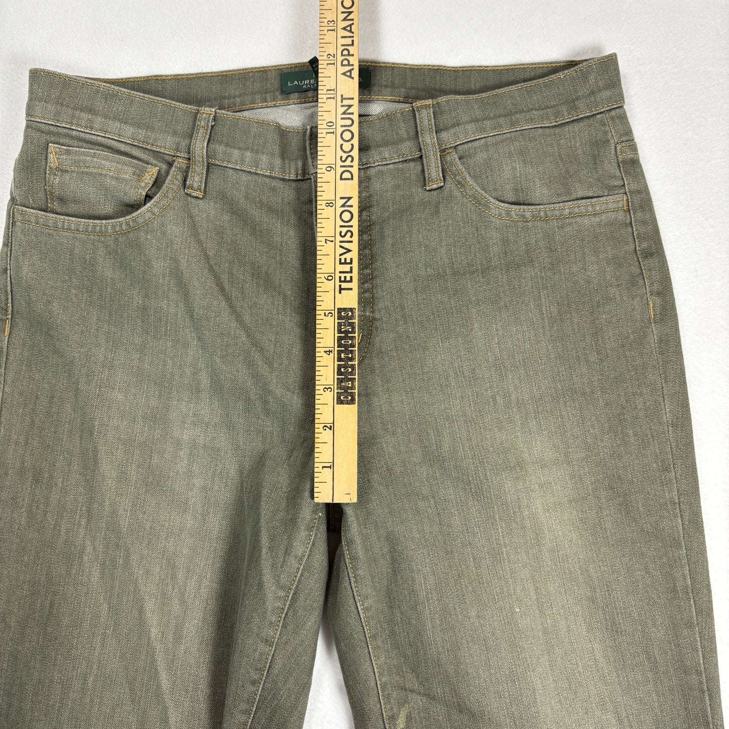 Ralph Lauren Womens Jeans 12 Green Straight Leg Stretch Denim Vintage Y2K