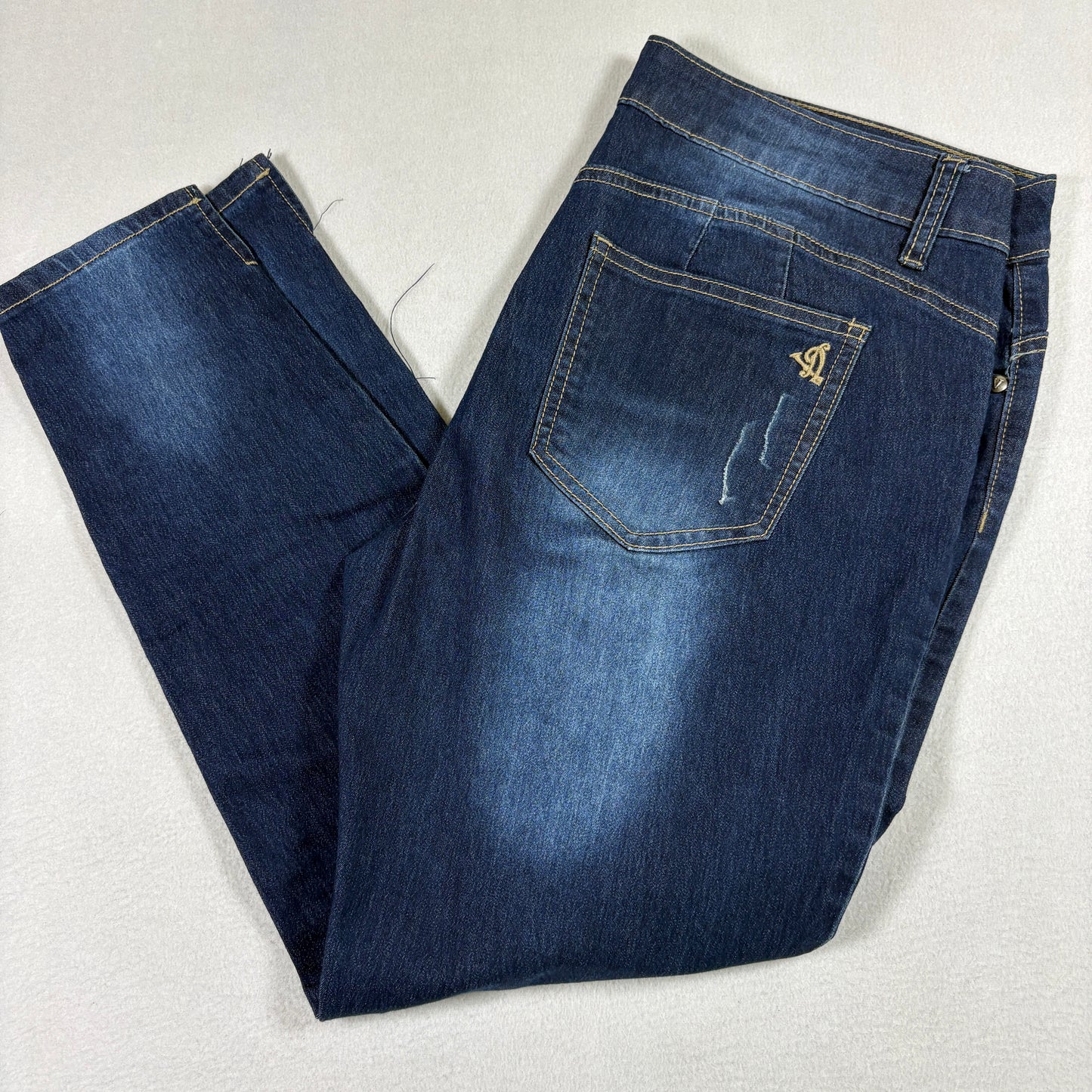 VIP Jeans Womens Dark Wash Distressed Denim Size 15/16 Slim Fit Y2K Vintage