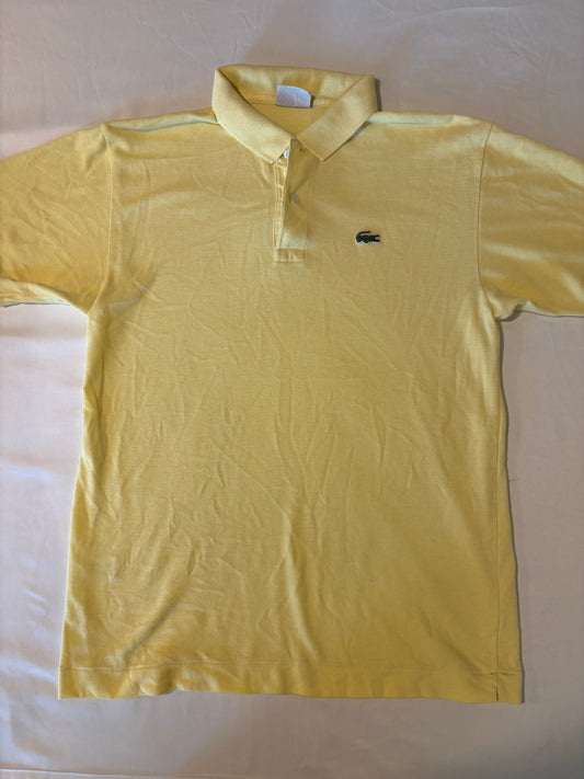 Vintage Lacoste Yellow Polo Shirt Size 3 Made in France Classic Fit Croc Logo