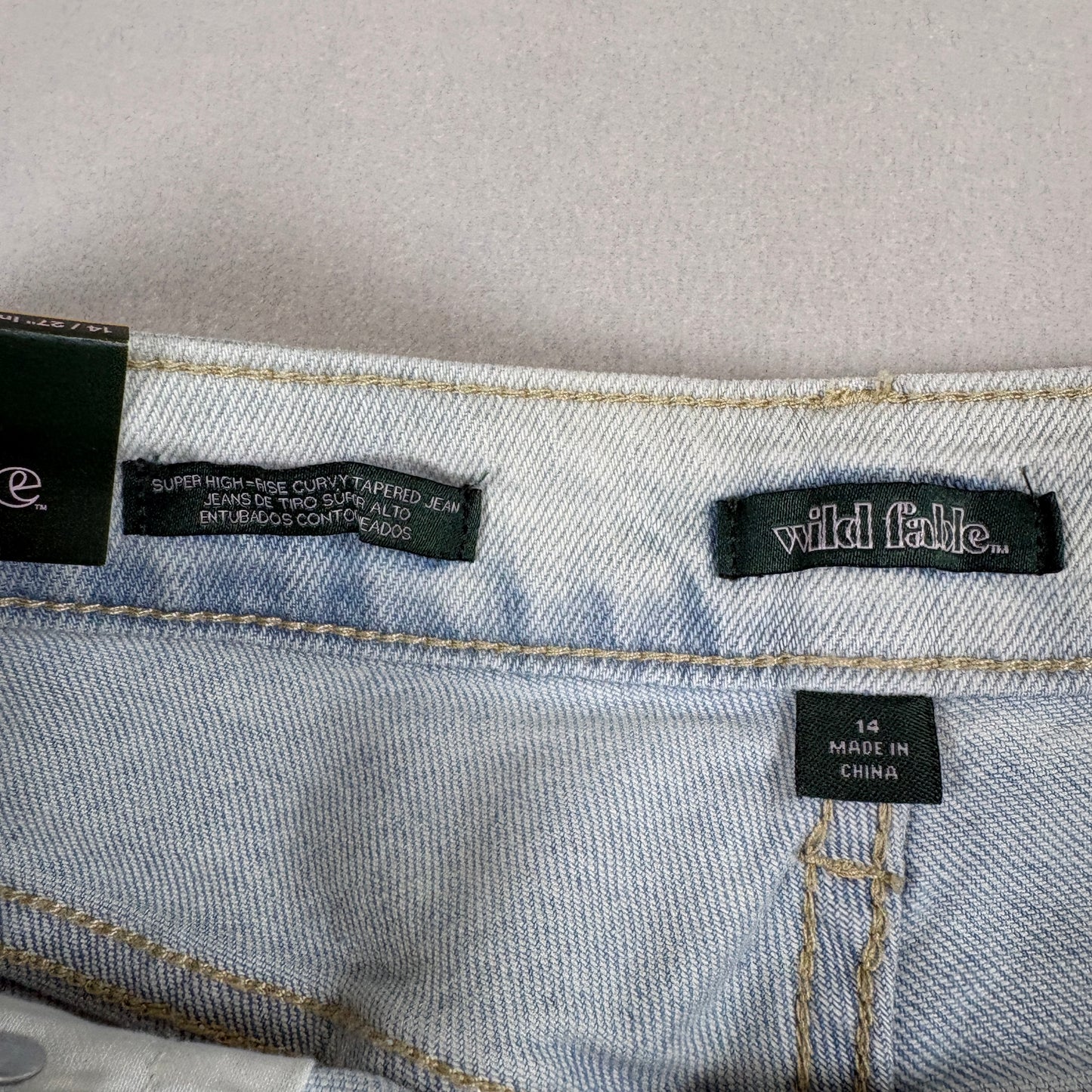 Wild Fable Womens Light Wash Jeans Size 14 NWT Super High Rise Curvy Tapered Y2K